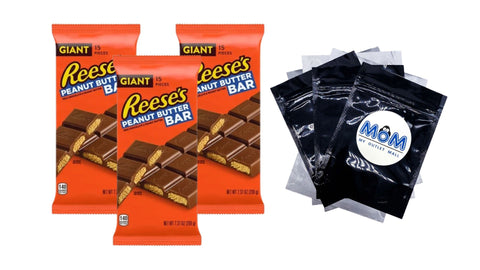 Milk Chocolate Peanut Butter Giant Candy Bar, 3 pack, 7.37 oz per pack, plus 3 My Outlet Mall Resealable Storage Pouches