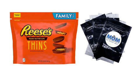 Thins Milk Chocolate Peanut Butter Cups Candy, Family Pack, 1 pack, 12.03 oz, plus 3 My Outlet Mall Resealable Storage Pouches