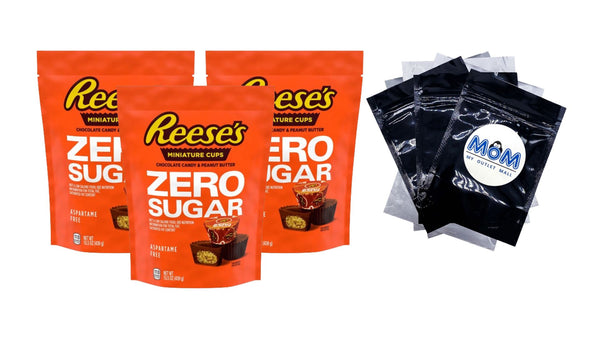 Zero Sugar Miniatures Chocolate Peanut Butter Cups Candy Bag - 3 packs - 15.5 oz - plus 3 My Outlet Mall Resealable Storage Pouches