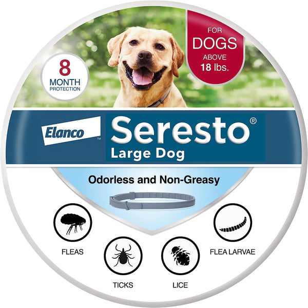 Vet-Recommended Flea and Tick 8 Month Prevention Collar for Large Dogs 18+ Lbs, 2 pack, 1 Count per pack, plus 3 My Outlet Mall Resealable Storage Pouches