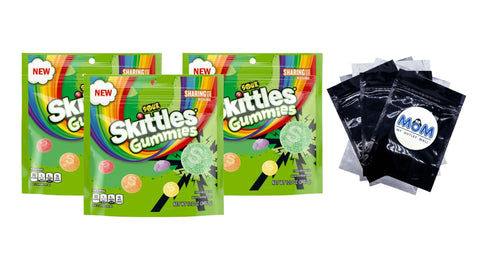 Sour Gummies Chewy Candy, Sharing Size - 3 packs - 12 oz - plus 3 My Outlet Mall Resealable Storage Pouches