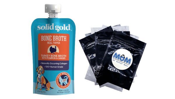 Bone Broth Meal Topper for Dogs, Turkey Flavor, 1 pack, 8 oz, plus 3 My Outlet Mall Resealable Storage Pouches