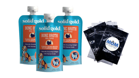 Bone Broth Meal Topper for Dogs, Turkey Flavor, 3 pack, 8 oz per pack, plus 3 My Outlet Mall Resealable Storage Pouches