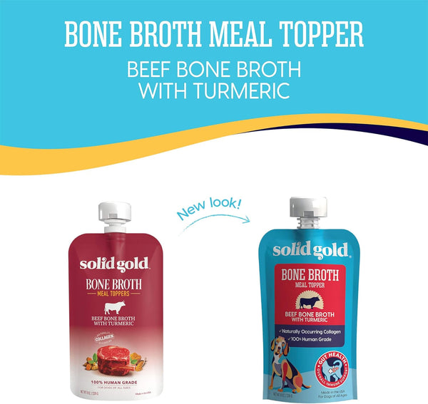 Bone Broth Meal Topper for Dogs, Beef Flavor, 3 pack, 8 oz per pack, plus 3 My Outlet Mall Resealable Storage Pouches