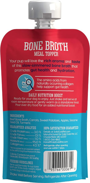 Bone Broth Meal Topper for Dogs, Beef Flavor, 3 pack, 8 oz per pack, plus 3 My Outlet Mall Resealable Storage Pouches