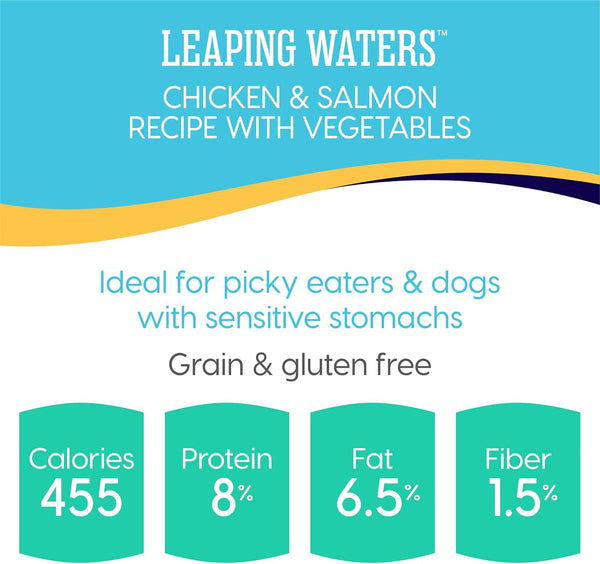 Leaping Waters Chicken and Salmon Recipe Wet Dog Food, 3 pack, 13.2 oz per pack, plus 3 My Outlet Mall Resealable Storage Pouches