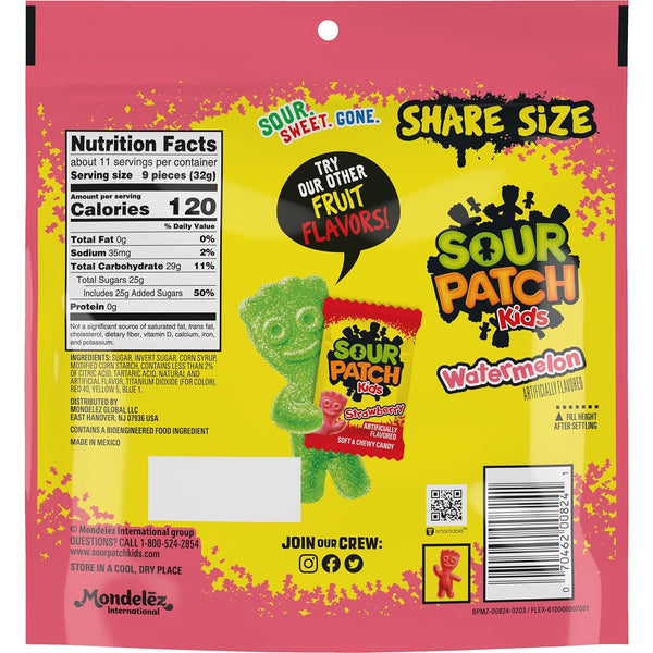 Watermelon Soft & Chewy Candy, Share Size, 3 pack, 12 oz per pack, plus 3 My Outlet Mall Resealable Storage Pouches