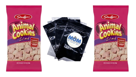 Animal Cookies Iced, Shelf-Stable Bag, 2 pack, 30 oz, plus 3 My Outlet Mall Resealable Storage Pouches