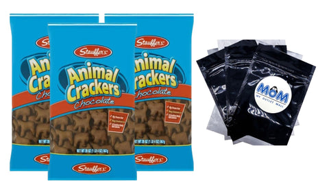 Animal Crackers Chocolate, Shelf-Stable Bag, 3 pack, 20 oz, plus 3 My Outlet Mall Resealable Storage Pouches