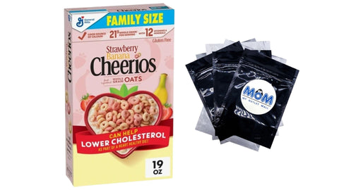 Strawberry Banana Cheerios Heart Healthy Cereal Happy Heart Shapes Family Size, 1 Pack, 19 oz per pack, plus 3 My Outlet Mall Resealable Storage Pouches