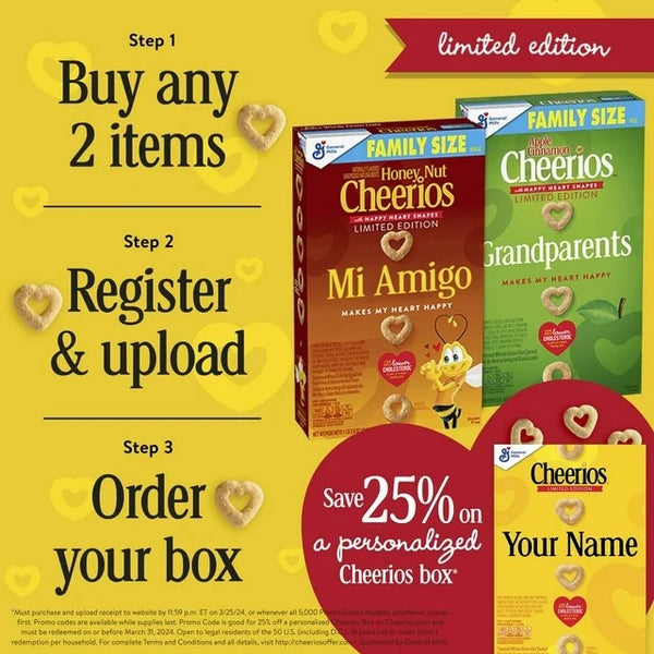 Strawberry Banana Cheerios Heart Healthy Cereal Happy Heart Shapes Family Size, 1 Pack, 19 oz per pack, plus 3 My Outlet Mall Resealable Storage Pouches