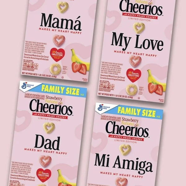 Strawberry Banana Cheerios Heart Healthy Cereal Happy Heart Shapes Family Size, 1 Pack, 19 oz per pack, plus 3 My Outlet Mall Resealable Storage Pouches