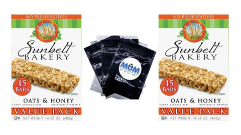 Chewy Granola Bars Oats & Honey, 2 Packs, 14.26 oz 15 count per pack, plus 3 My Outlet Mall Resealable Storage Pouches