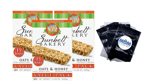 Chewy Granola Bars Oats & Honey, 3 Packs, 14.26 oz 15 count per pack, plus 3 My Outlet Mall Resealable Storage Pouches