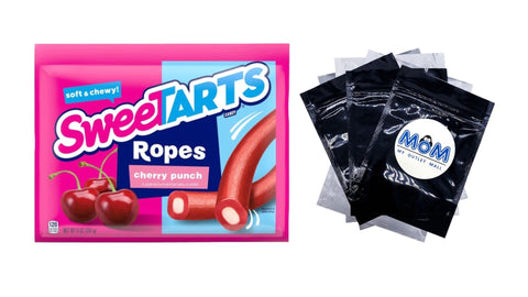 Soft & Chewy Ropes Candy, Cherry Punch, 1 pack, 9 oz, plus 3 My Outlet Mall Resealable Storage Pouches