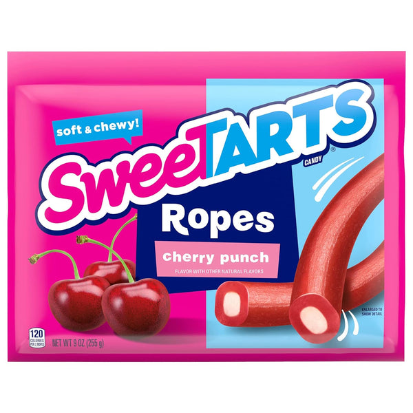 Soft & Chewy Ropes Candy, Cherry Punch, 3 pack, 9 oz per pack, plus 3 My Outlet Mall Resealable Storage Pouches