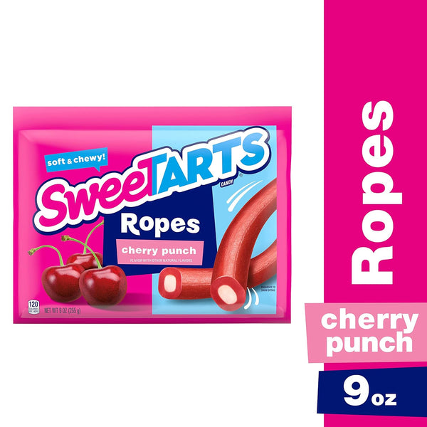 Soft & Chewy Ropes Candy, Cherry Punch, 3 pack, 9 oz per pack, plus 3 My Outlet Mall Resealable Storage Pouches