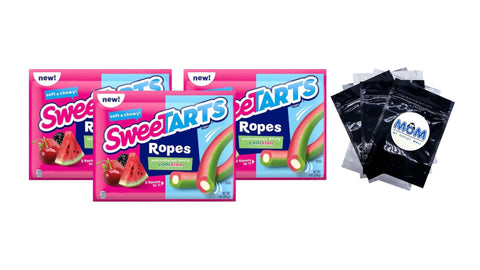 Soft & Chewy Ropes Candy, Watermelon Berry Collision, 3 pack, 9 oz per pack, plus 3 My Outlet Mall Resealable Storage Pouches