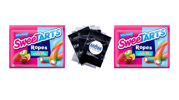 Soft & Chewy Ropes Candy, Twisted Rainbow Punch - 2 packs - 9 oz - plus 3 My Outlet Mall Resealable Storage Pouches