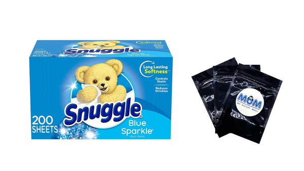 Fabric Softener Dryer Sheets Blue Sparkle - 1 pack - 200 count - plus 3 My Outlet Mall Resealable Storage Pouches