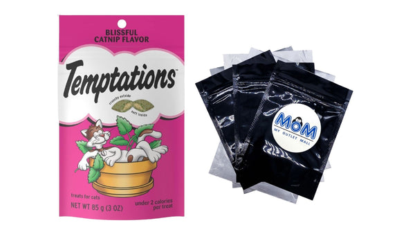 Classic Crunchy and Soft Cat Treats Blissful Catnip Flavor, 1 pack, 3 oz, plus 3 My Outlet Mall Resealable Storage Pouches