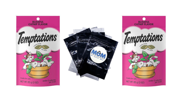 Classic Crunchy and Soft Cat Treats Blissful Catnip Flavor, 2 pack, 3 oz per pack, plus 3 My Outlet Mall Resealable Storage Pouches