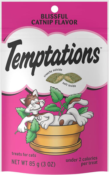 Classic Crunchy and Soft Cat Treats Blissful Catnip Flavor, 3 pack, 3 oz per pack, plus 3 My Outlet Mall Resealable Storage Pouches