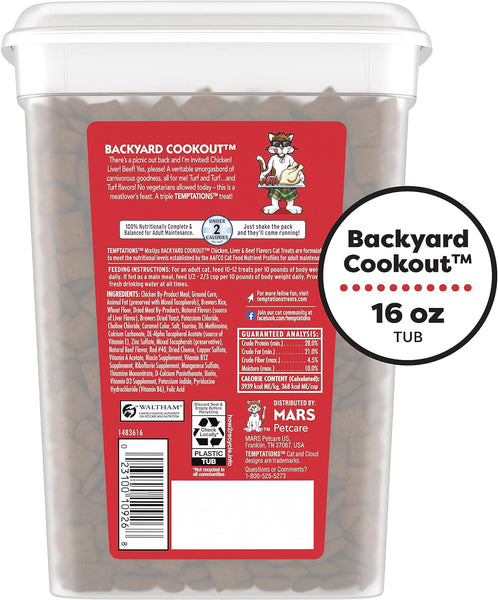 Temptations Mixups Chicken, Liver and Beef Flavor Crunchy and Soft Cat Treats 16 oz Tub 2packs, plus 3 My Outlet Mall Resealable Storage Pouches.