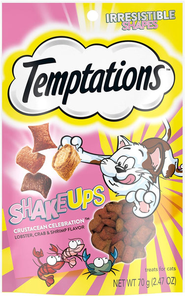 ShakeUps Crunchy and Soft Cat Treats, Crustacean Celebration Flavor, 1 pack, 2.47 oz, plus 3 My Outlet Mall Resealable Storage Pouches