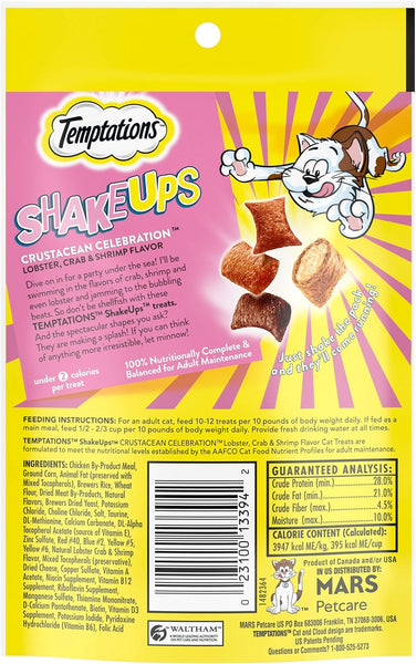 ShakeUps Crunchy and Soft Cat Treats, Crustacean Celebration Flavor, 3 pack, 2.47 oz per pack, plus 3 My Outlet Mall Resealable Storage Pouches