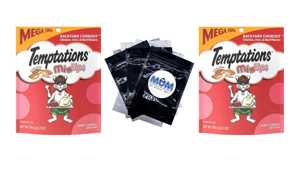 Mixups Chicken, Liver, and Beef Flavor Crunchy and Soft Cat Treats - 2 packs - 6.3 oz - plus 3 My Outlet Mall Resealable Storage Pouches