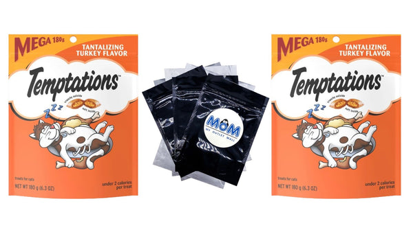 Tantalizing Turkey Flavor Crunchy and Soft Cat Treats, 2packs, 6.3 oz per pack, plus 3 My Outlet Mall Resealable Storage Pouches.
