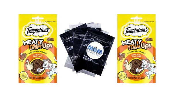 Meaty MixUps Chicken and Turkey Crunchy and Soft Cat Treats for Adult Cats, 2 pack, 1.5 oz per pack, plus 3 My Outlet Mall Resealable Storage Pouches