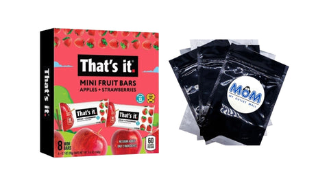 Gluten-Free Soft&Chewy Fruit Bars Apple+Strawberry Fruit Bars, Shelf Stable Box, 1 Pack, 5.6 oz 8 count per pack, plus 3 My Outlet Mall Resealable Storage Pouches