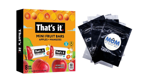 Gluten-Free Soft and Chewy Apple and Mango Fruits Bars, 1 pack, 8 Count, plus 3 My Outlet Mall Resealable Storage Pouches