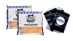 Puppy Butters Peanut Butter Sandwich Cookies Dog Treats, 2 pack, 11.8 oz per pack, plus 3 My Outlet Mall Resealable Storage Pouches