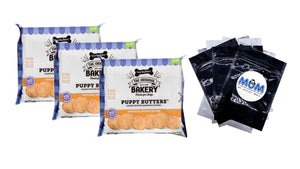 Puppy Butters Peanut Butter Sandwich Cookies Dog Treats, 3 pack, 11.8 oz per pack, plus 3 My Outlet Mall Resealable Storage Pouches