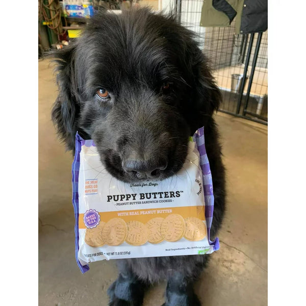 Puppy Butters Peanut Butter Sandwich Cookies Dog Treats, 2 pack, 11.8 oz per pack, plus 3 My Outlet Mall Resealable Storage Pouches