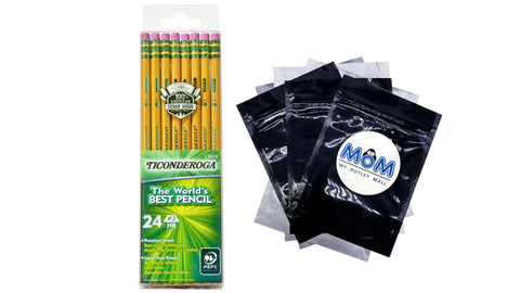 Premium Wood Pencils Unsharpened No. 2 Lead Yellow - 1 pack - 24 count - Ticonderoga - plus 3 My Outlet Mall Resealable Storage Pouches