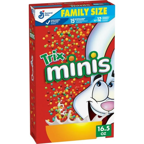 Minis Fruity Mini Corn Puff Breakfast Cereal, Family Size, 1 Pack, 16.5 oz per pack, plus 3 My Outlet Mall Resealable Storage Pouches