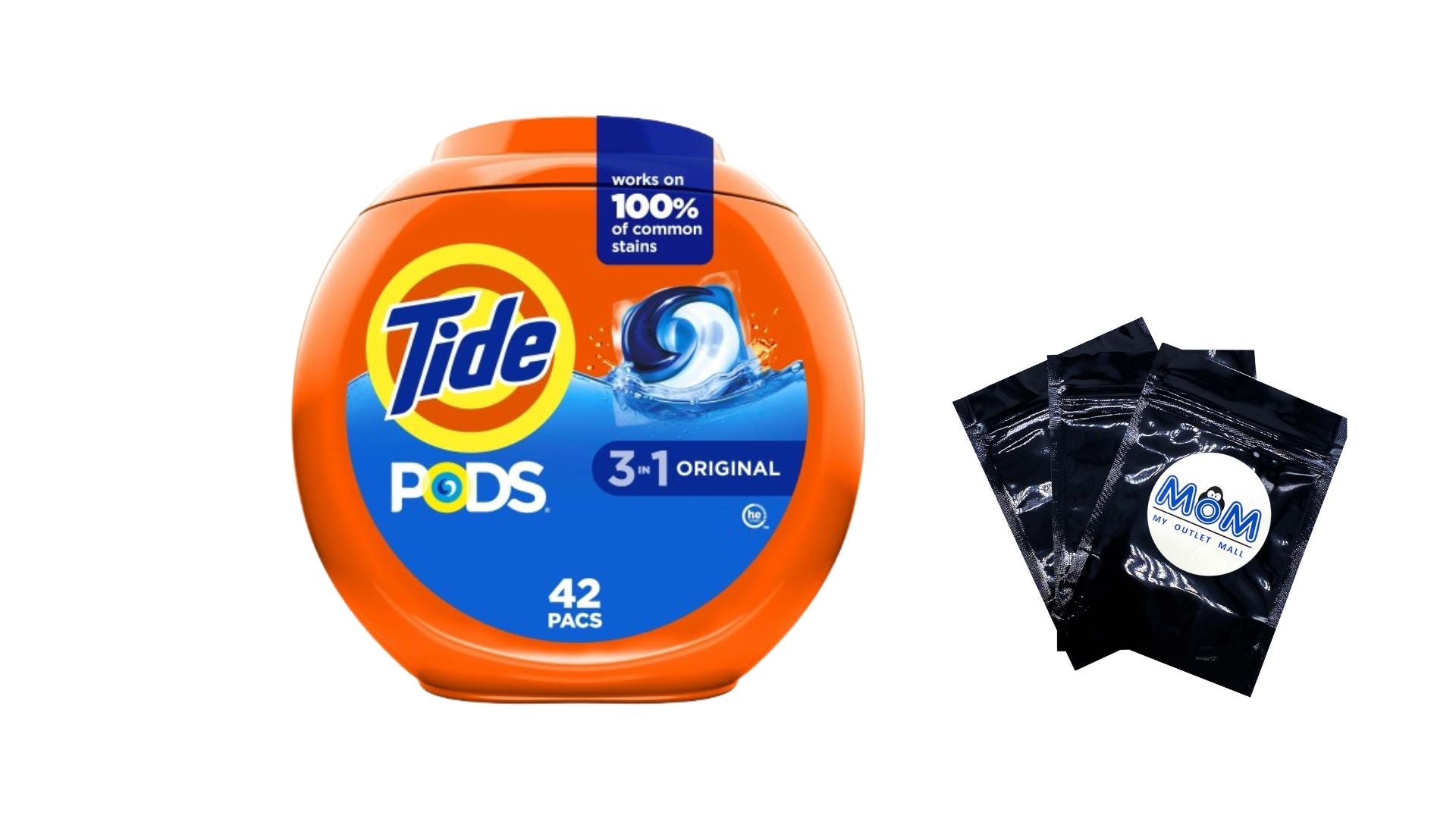 PODS Laundry Detergent Packs, Original Scent- 1 Pack - 42 count - plus 3 My Outlet Mall Resealable Storage Pouches