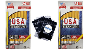 Premium Yellow No. 2 Sharpened Woodcase Pencils - 2 packs - 24 count - USA Titanium - plus 3 My Outlet Mall Resealable Storage Pouches