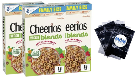 Veggie Blends Breakfast Cereal Apple Strawberry Flavored Family Size, 3 Packs, 18 oz per pack, plus 3 My Outlet Mall Resealable Storage Pouches