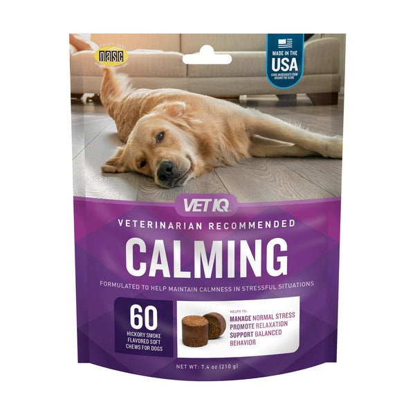 Calming Supplement for Dogs, Hickory Smoke Flavored Soft Chews, 2 pack, 7.4 oz (60 count) per pack, plus 3 My Outlet Mall Resealable Storage Pouches