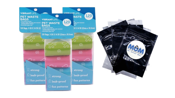 Fashion Pet Waste Bags, 3 pack, 120 Count per pack, plus 3 My Outlet Mall Resealable Storage Pouches