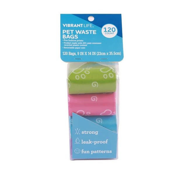 Fashion Pet Waste Bags, 3 pack, 120 Count per pack, plus 3 My Outlet Mall Resealable Storage Pouches