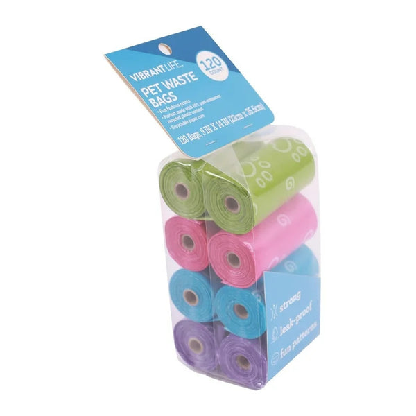 Fashion Pet Waste Bags, 3 pack, 120 Count per pack, plus 3 My Outlet Mall Resealable Storage Pouches