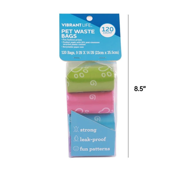 Fashion Pet Waste Bags, 3 pack, 120 Count per pack, plus 3 My Outlet Mall Resealable Storage Pouches