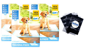 Training Pads Dog & Puppy Pads 22 in x 22 in - 3 packs - 50 Count per pack - plus 3 My Outlet Mall Resealable Storage Pouches