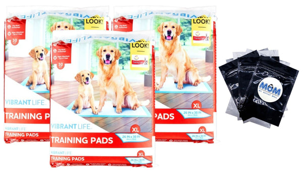 Training Pads XL 26 in x 30 in - 3 packs - 30 Count per pack - plus 3 My Outlet Mall Resealable Storage Pouches